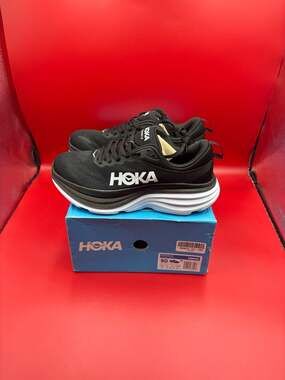 Hoka One One Bondi 8 Men's Running Shoes Black / White Size 8D